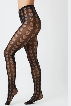 My Accessories Womens Heart Cut-out Fishnet Tights - - 10-12