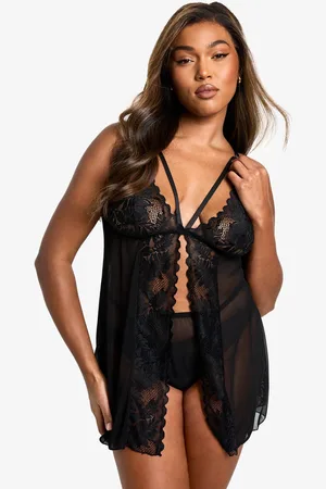 Boohoo Womens Plus Split Front Lace Babydoll - 16