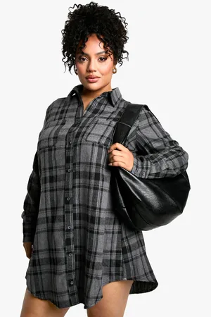 Boohoo Womens Plus Check Shirt Dress - - 18