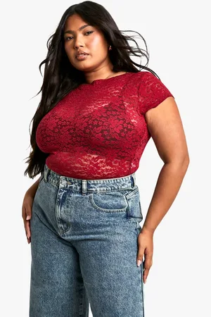 Boohoo Womens Plus Cap Sleeve Lace Top - - 16