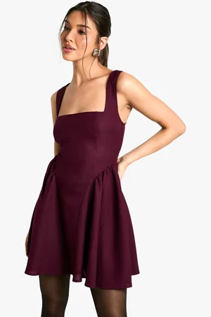 Boohoo Womens Boucle Tailored Pleated Skater Dress - 14