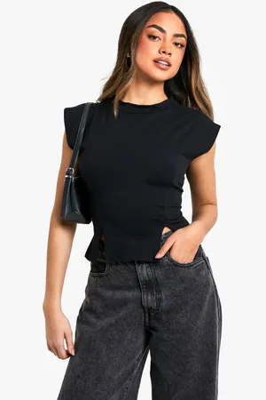 Boohoo Womens Jersey Cap Sleeve Split Hem Top - - 10