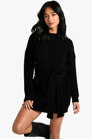 Boohoo Womens Petite Belted Knitted Jumper Dress - - 12