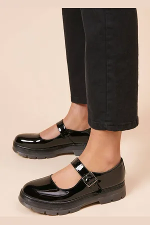 Dorothy Perkins Womens Faith: Bessie Faux Patent Leather Buckle Strap Mary Jane Chunky Shoes - - 6