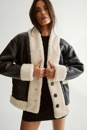 NASTY GAL Womens Borg Bonded 80s Aviator Jacket - - 10