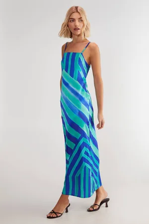 NASTY GAL Womens Satin Stripe Tie Back Maxi Slip Dress - - 14