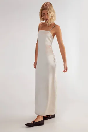 NASTY GAL Womens Satin Square Neck Maxi Slip Dress - - 10