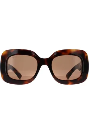 Gucci Womens Square Havana with Silver GG1695S - One Size