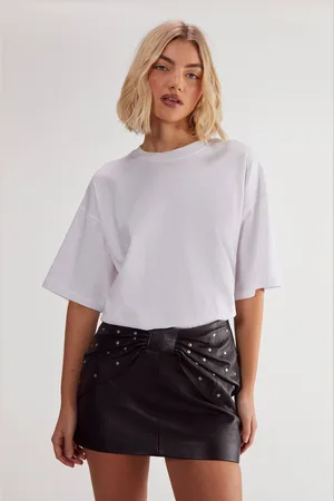 NASTY GAL Womens Studded Bow Detail Leather Mini Skirt - - 14