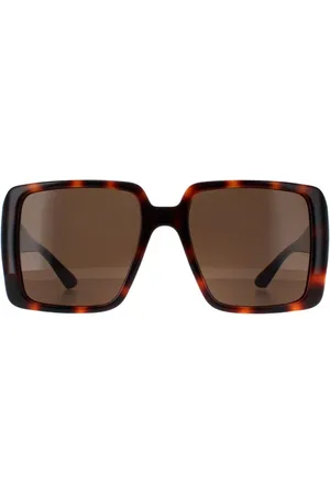 Gucci Womens Square Dark Havana with Gold Dark GG1692S - One Size