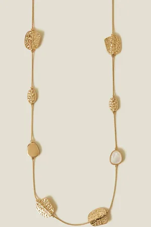 Accessorize Womens Long Textured Pendant Station Necklace - - One Size