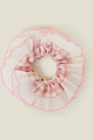 Accessorize Womens Large Gingham Frill Hair Scrunchie - One Size