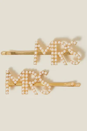 Accessorize Womens 2-Pack Mrs Hair Slides - - One Size
