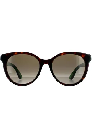 Gucci Womens Round Havana With Green and Red Gradient Sunglasses - One Size