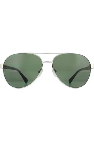 Calvin Klein Aviator Silver Green Sunglasses - - One Size