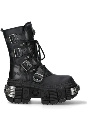 New Rock Mid-Calf Leather Platform Boots-WALL373-S3 - - 6.5