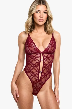 Boohoo Womens Cut Out Centre Front Diamante Trim Bodysuit - - 16