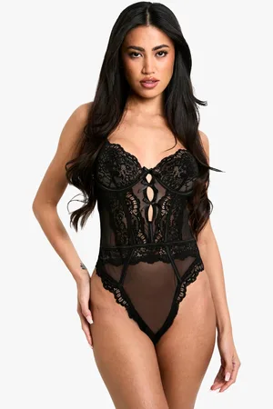 Boohoo Womens Cut Out Detail Double Bow Back Bodysuit - - 8