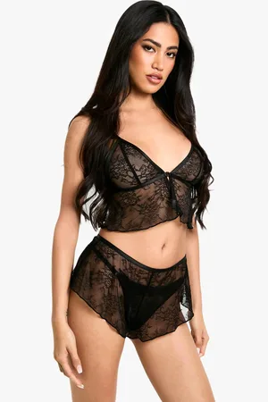 Boohoo Womens Lace Bralette and Short Set - - M