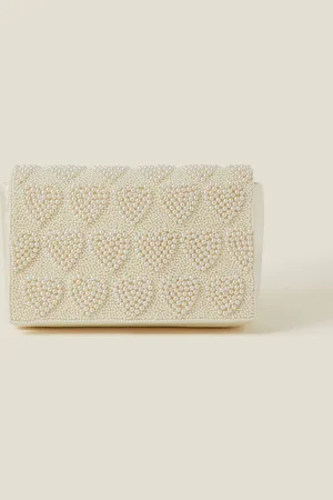 Accessorize Womens Bridal Pearl Heart Clutch Bag - - One Size