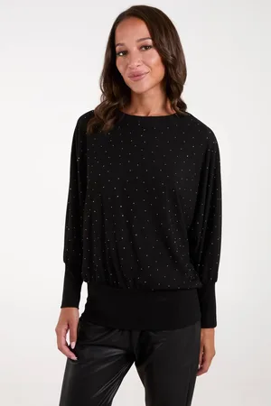 Blue Vanilla Womens Batwing Top With Diamantes - - One Size