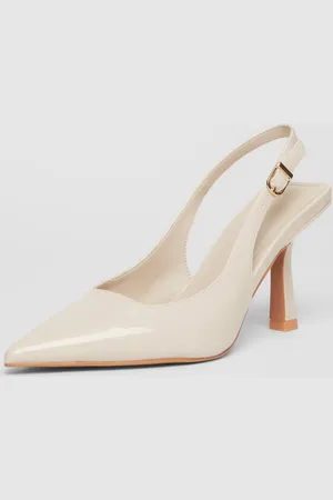 Quiz Womens Nude Patent Slingback Low Court Heels - - 8