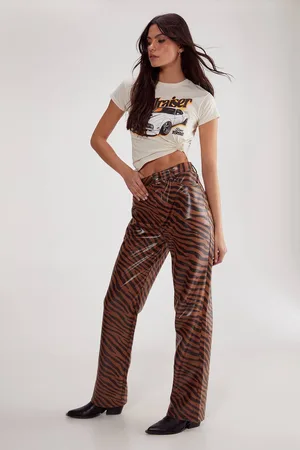 NASTY GAL Womens Neutral Zebra Straight Leg Pant - - 8