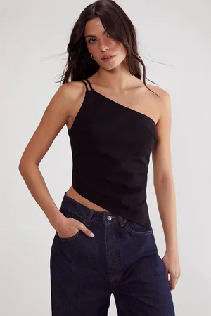 NASTY GAL Womens Cotton Twill Asym Neck Tailored Top - - 10