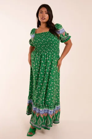 Blue Vanilla Womens Curve Milkmaid Shirred Floral Maxi Dress - - 26-28