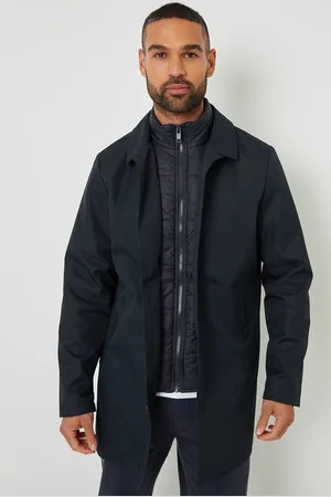 Threadbare Collared Mock Layer Mac Coat - - XL