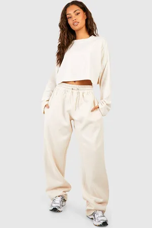 Boohoo Womens Boxy Long Sleeve Top And Straight Leg Jogger Set - - 14