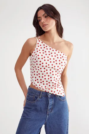 NASTY GAL Womens Tailored Spot Print Asym Top - - 16