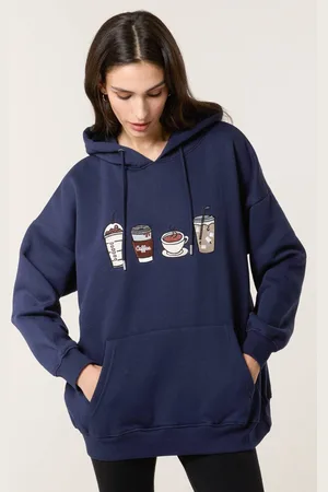 Blue Vanilla Womens Coffee Embroidered Hoodie - - One Size