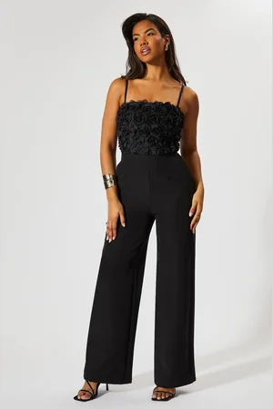 MissPap Womens Floral Bandeau Wide Leg Jumpsuit - - 10