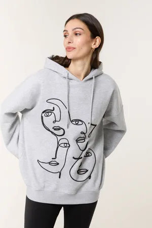 Blue Vanilla Womens Face Art Hoodie - - One Size