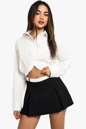 Boohoo Womens Contrast Waistband Box Pleat Skort - - 14