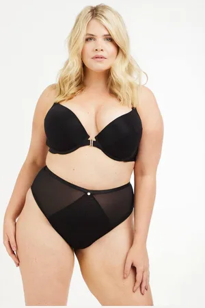 Oola Lingerie Womens Soft Mesh Front Fastening Padded Plunge Bra - - 38D