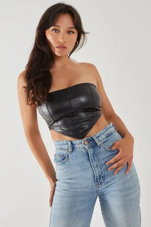 Pink Vanilla Womens PU Seam Detail Corset Top - - 12