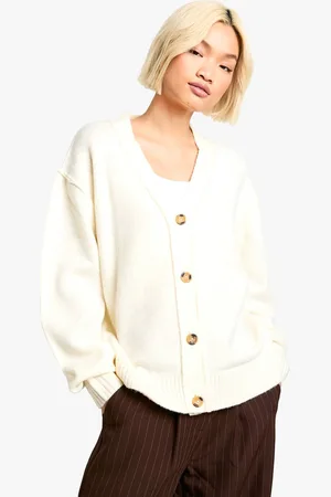 Boohoo Womens Seam Detail Soft Knit Boyfriend Oversized Cardigan - - M