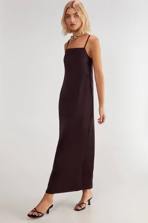 NASTY GAL Womens Satin Square Neck Maxi Slip Dress - - 8