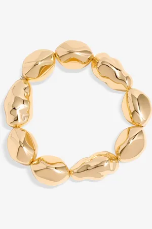 Moodstreet Womens Gold Sculpted Casted Nugget Stretch Bracelet - - One Size