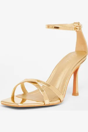 Quiz Womens Gold Wide Fit Barely There Heels - - 7