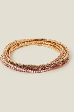 Accessorize Womens 6-Pack Cup Chain Stretch Bracelets - - One Size