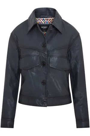 Infinity Womens Retro Biker Leather Jacket - Kopervik - - 4XL