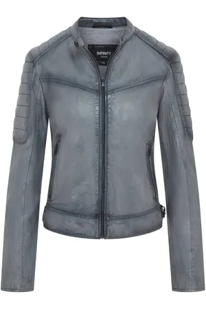 Infinity Womens Retro Quilted Leather Biker Jacket - Horten - - XXL