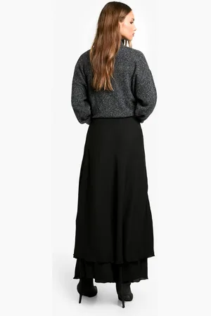 Boohoo Womens DOUBLE LAYER CHIFFON MIDAXI SKIRT - - 6