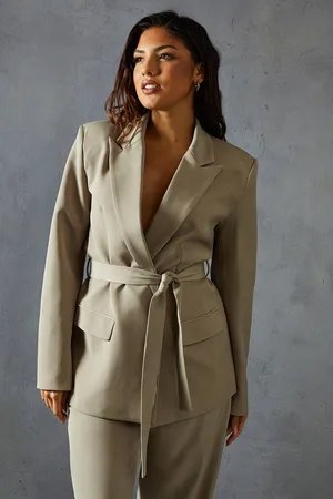 MissPap Womens Tailored Tie Belt Blazer - - 16