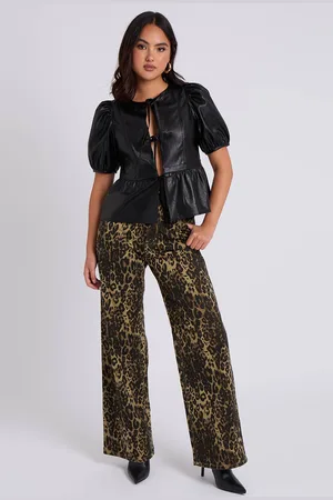 Urban Bliss Womens Tie Front PU Top - - 8