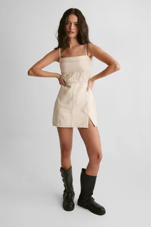 NASTY GAL Womens The Denim Strappy Mini Dress - - 12