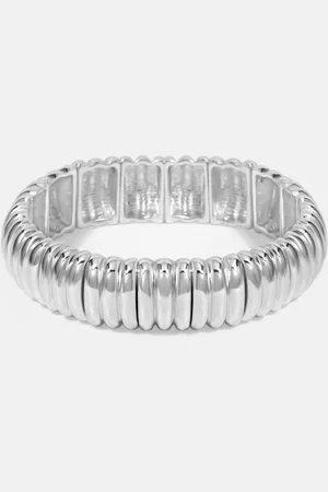 Moodstreet Womens Silver Ridged Stretch Bracelet - - One Size